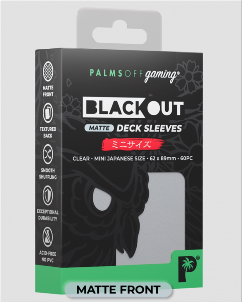 Palms Off Gaming - BLACKout Deck Sleeves - Japanese - 60pc - CLEAR - Matte/Product Detail/Games Accessories