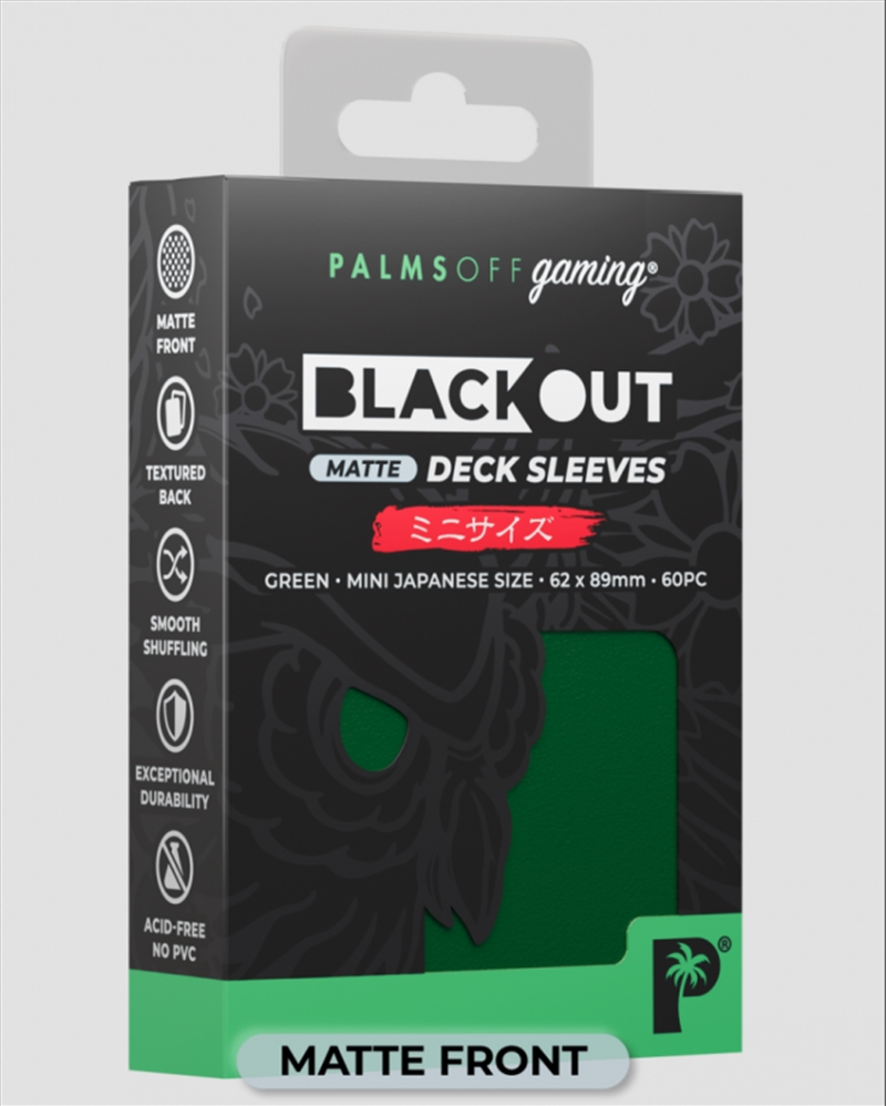 Palms Off Gaming - BLACKout Deck Sleeves - Japanese - 60pc - GREEN - Matte/Product Detail/Games Accessories