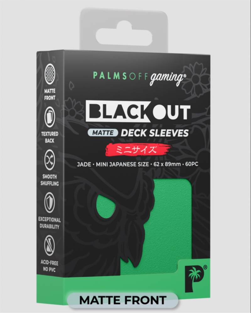 Palms Off Gaming - BLACKout Deck Sleeves - Japanese - 60pc - JADE - Matte/Product Detail/Games Accessories
