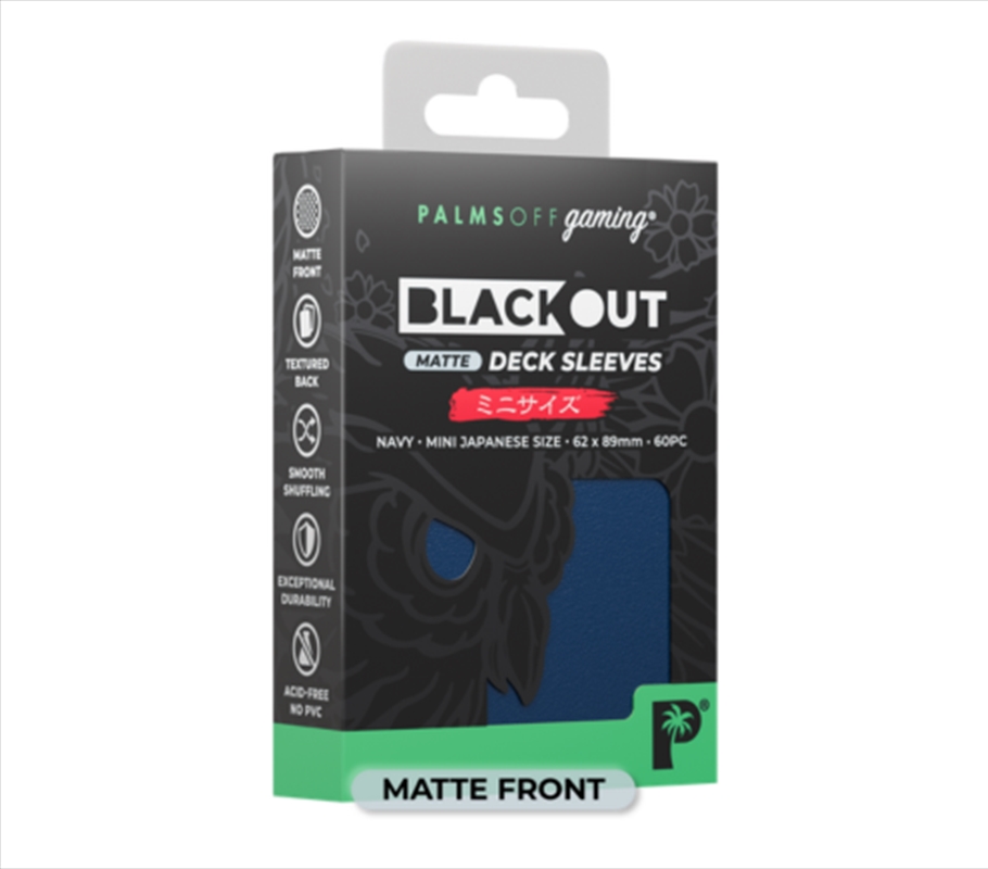 Palms Off Gaming - BLACKout Deck Sleeves - Japanese - 60pc - NAVY - Matte/Product Detail/Games Accessories