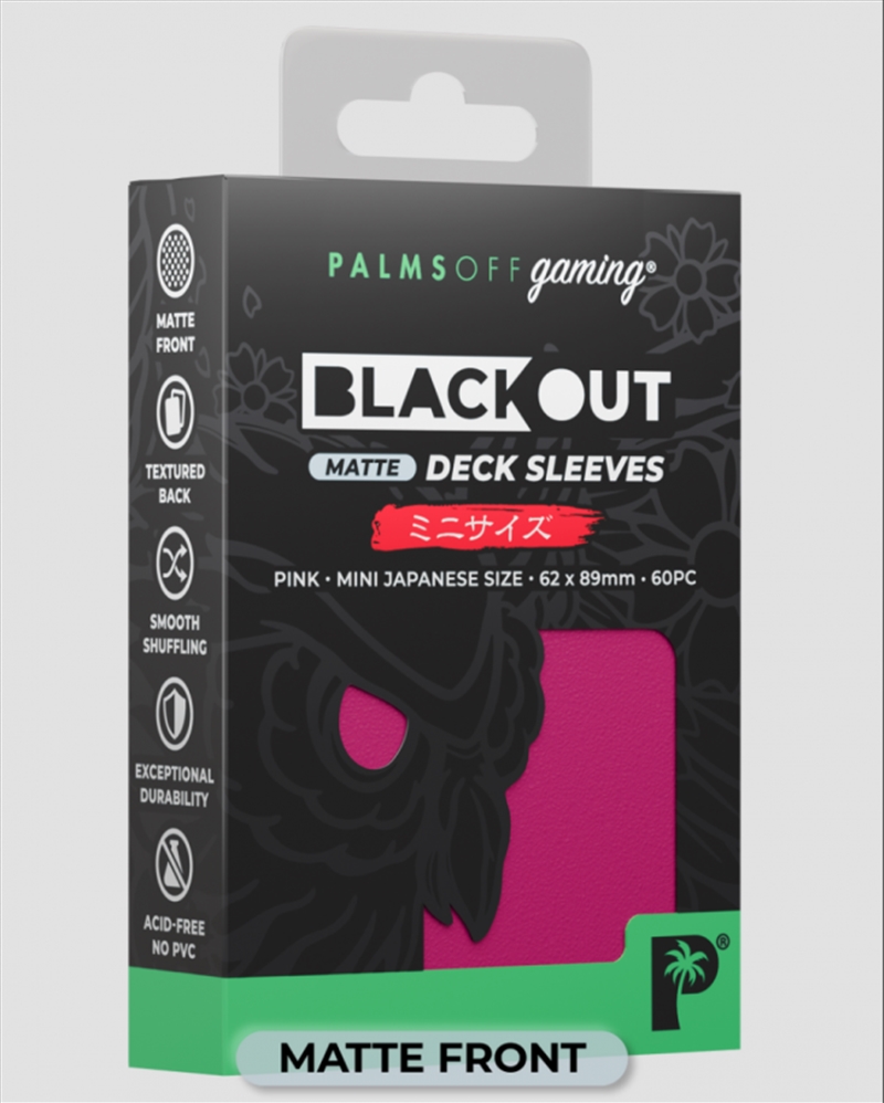 Palms Off Gaming - BLACKout Deck Sleeves - Japanese - 60pc - PINK - Matte/Product Detail/Games Accessories