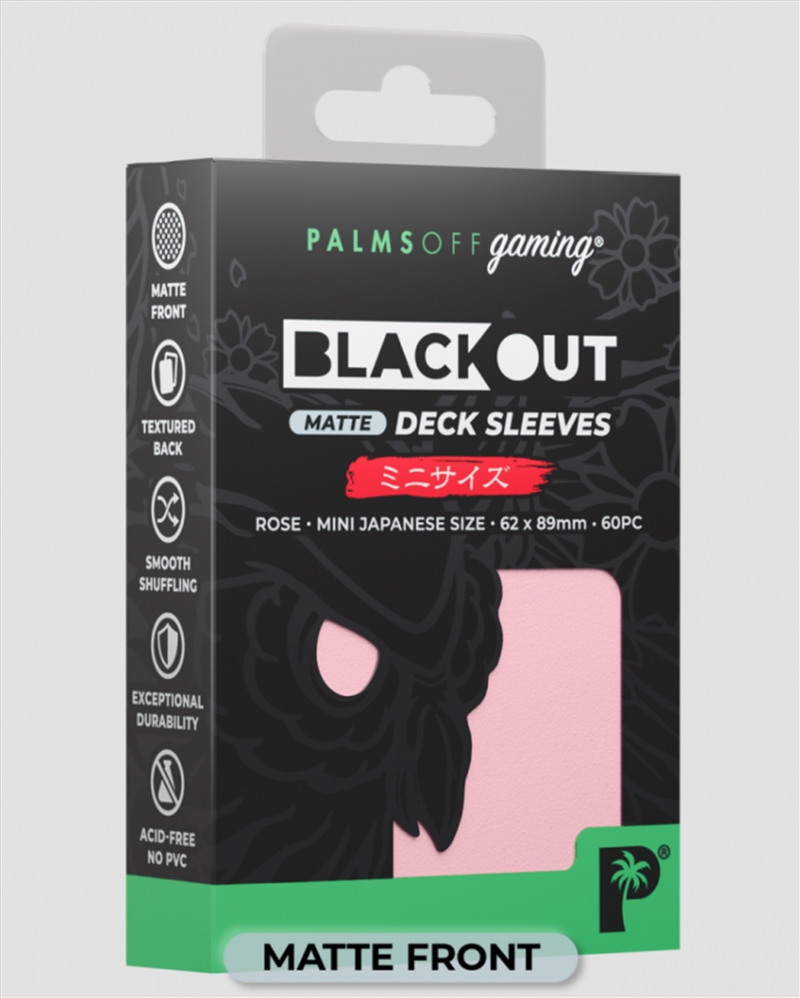 Palms Off Gaming - BLACKout Deck Sleeves - Japanese - 60pc - ROSE - Matte/Product Detail/Games Accessories