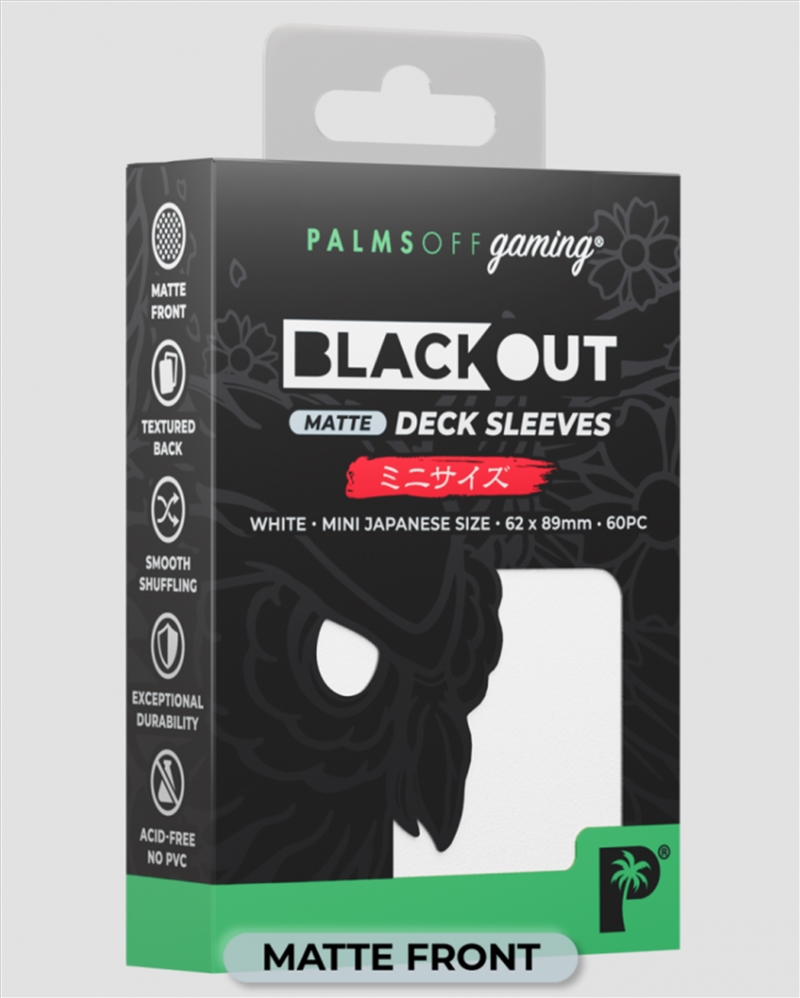 Palms Off Gaming - BLACKout Deck Sleeves - Japanese - 60pc - WHITE - Matte/Product Detail/Games Accessories