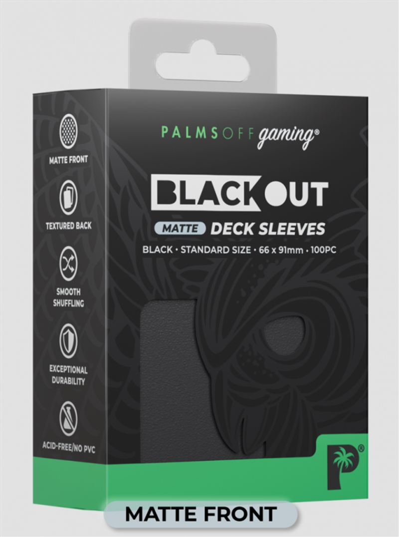 Palms Off Gaming - BLACKout Deck Sleeves - Standard - 100pc - BLACK - Matte/Product Detail/Games Accessories