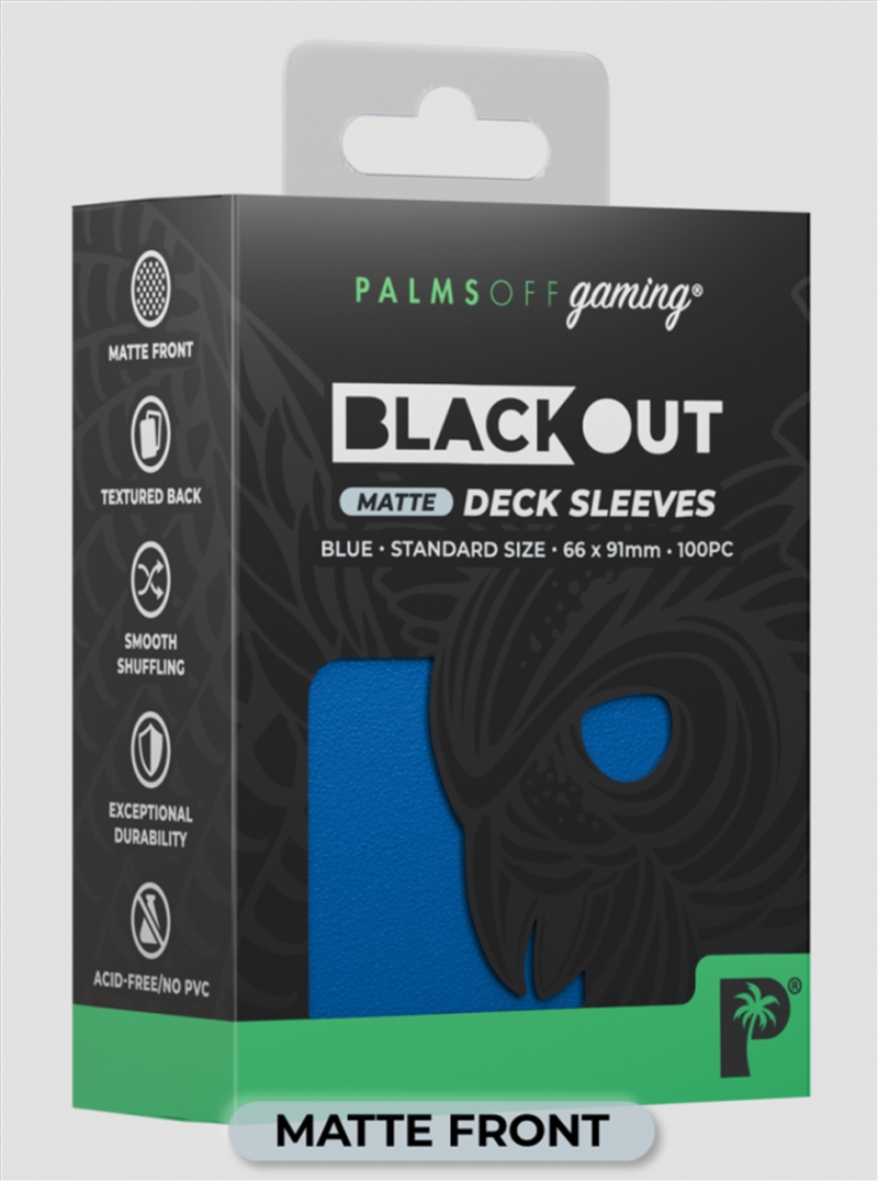 Palms Off Gaming - BLACKout Deck Sleeves - Standard - 100pc - BLUE - Matte/Product Detail/Games Accessories