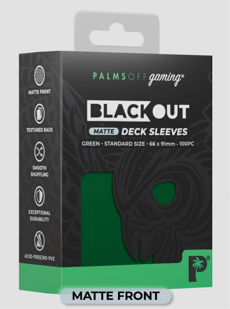 Palms Off Gaming - BLACKout Deck Sleeves - Standard - 100pc - GREEN - Matte/Product Detail/Games Accessories