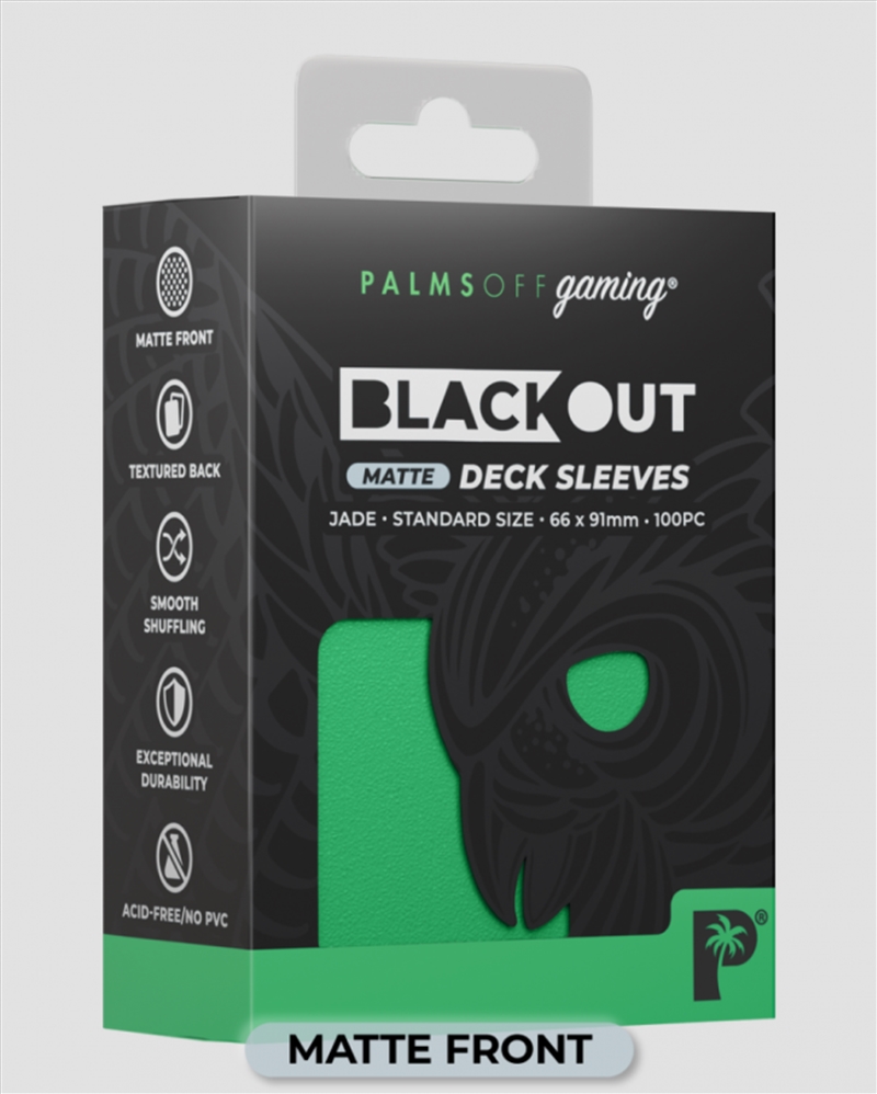 Palms Off Gaming - BLACKout Deck Sleeves - Standard - 100pc - JADE - Matte/Product Detail/Games Accessories