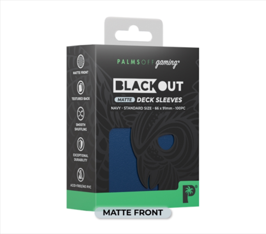 Palms Off Gaming - BLACKout Deck Sleeves - Standard - 100pc - NAVY - Matte/Product Detail/Games Accessories