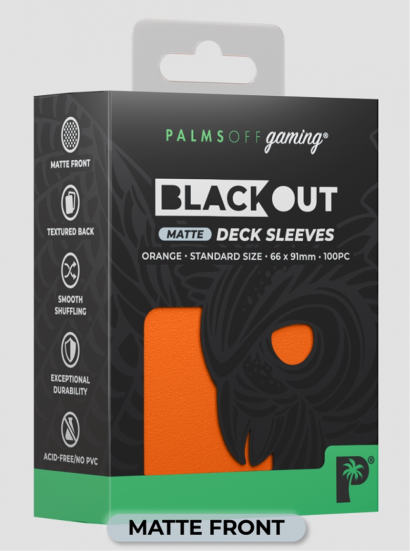 Palms Off Gaming - BLACKout Deck Sleeves - Standard - 100pc - ORANGE - Matte/Product Detail/Games Accessories