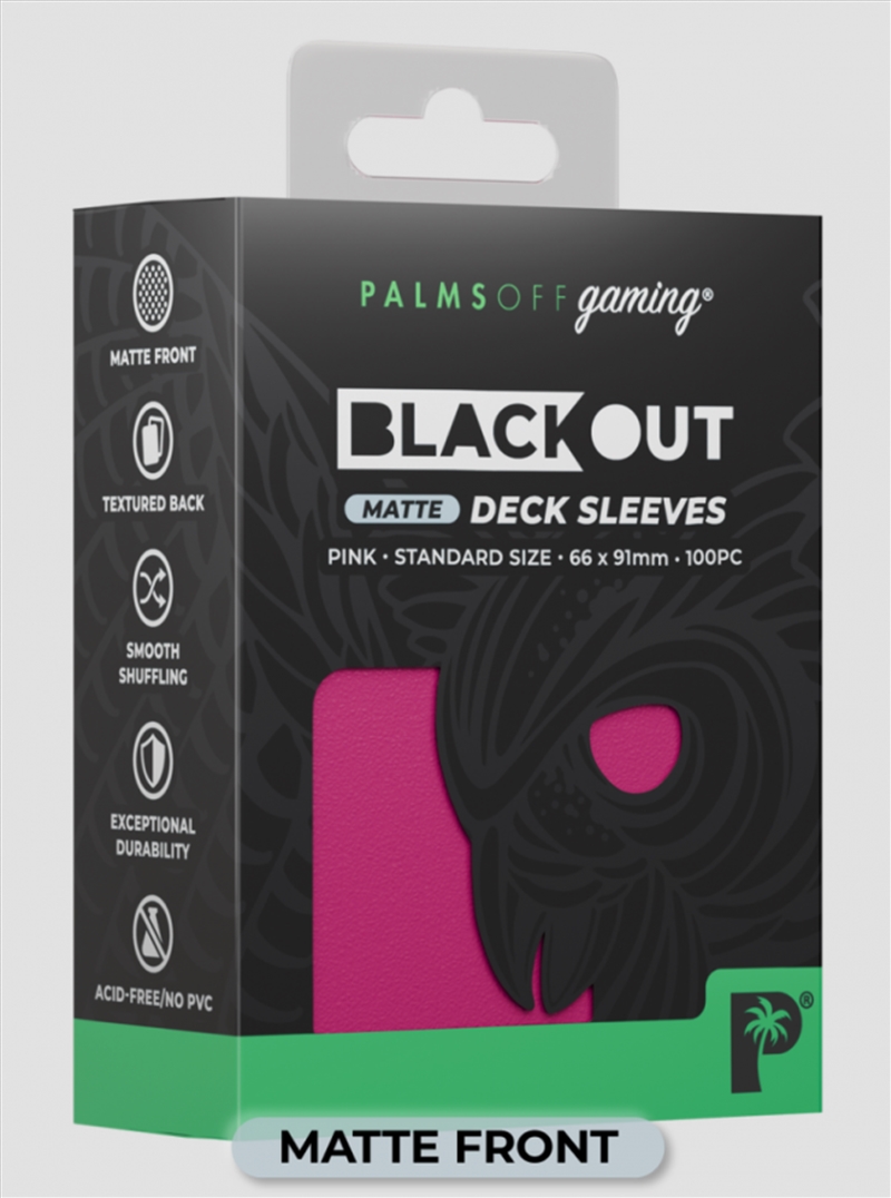 Palms Off Gaming - BLACKout Deck Sleeves - Standard - 100pc - PINK - Matte/Product Detail/Games Accessories