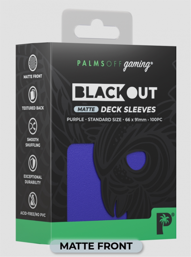 Palms Off Gaming - BLACKout Deck Sleeves - Standard - 100pc - PURPLE - Matte/Product Detail/Games Accessories