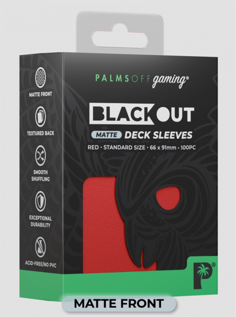Palms Off Gaming - BLACKout Deck Sleeves - Standard - 100pc - RED - Matte/Product Detail/Games Accessories