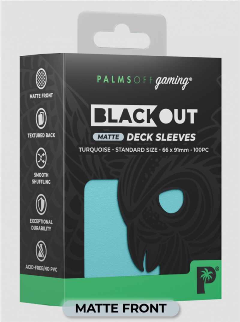 Palms Off Gaming - BLACKout Deck Sleeves - Standard - 100pc - TURQUOISE - Matte/Product Detail/Games Accessories