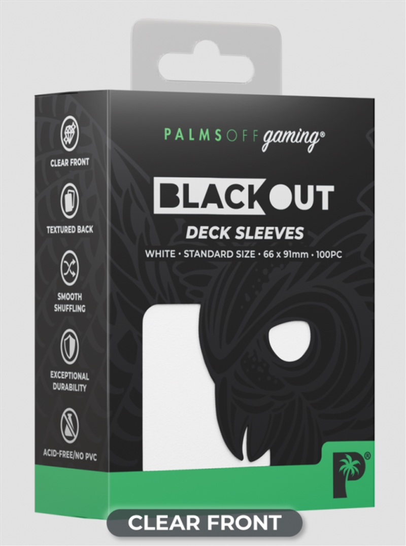 Palms Off Gaming - BLACKout Deck Sleeves - Standard - 100pc - WHITE/Product Detail/Games Accessories