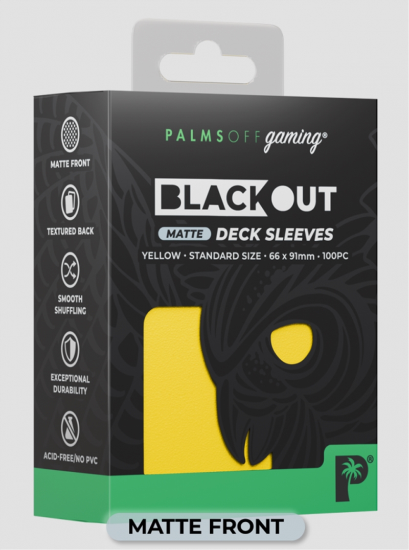 Palms Off Gaming - BLACKout Deck Sleeves - Standard - 100pc - YELLOW - Matte/Product Detail/Games Accessories
