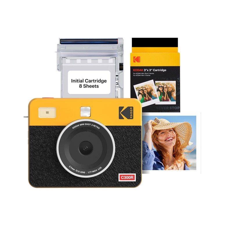 Kodak Instant Camera Mini Shot 3 Retro Cartridge Bundle Colour: Yellow/Product Detail/Cameras