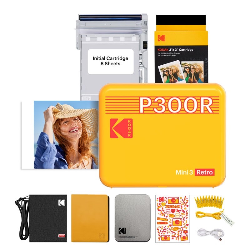 Kodak Instant Mini 3 Retro Cartridge + Accessories Bundle Colour: Yellow/Product Detail/Cameras