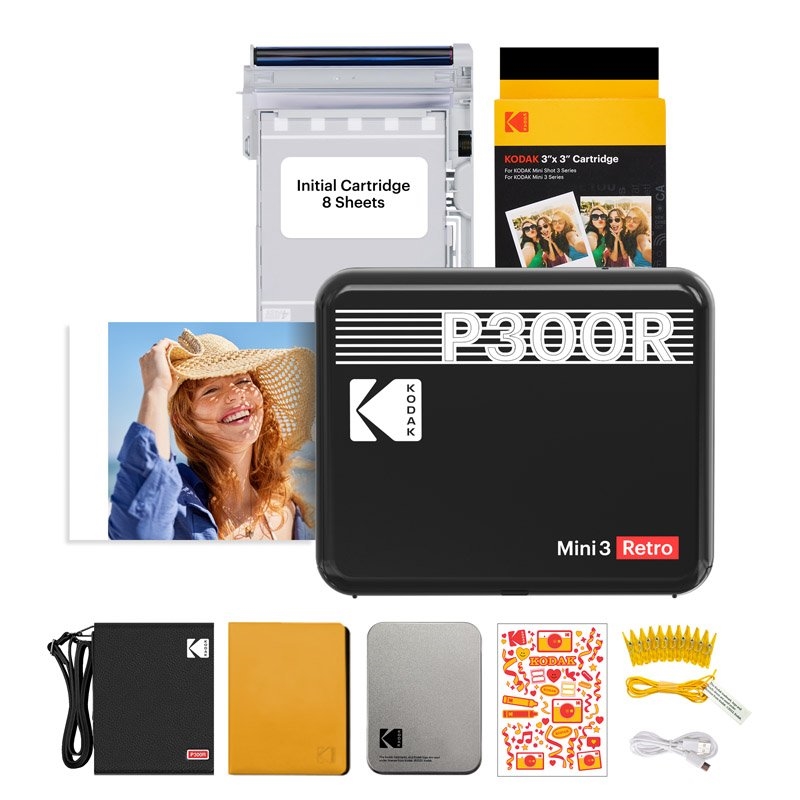 Kodak Instant Mini 3 Retro Cartridge + Accessories Bundle Colour: Black/Product Detail/Cameras