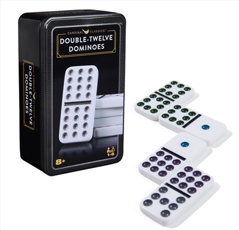 Classic Double 12 Coloured Dominoes with Mexican Train in Tin/Product Detail/Board Games