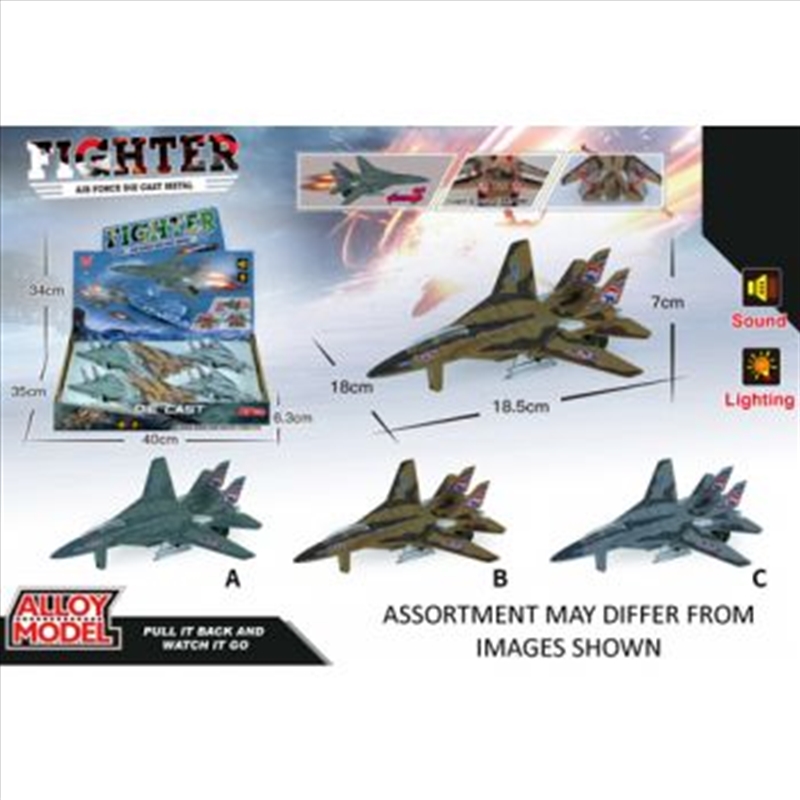 Pull Back Diecast Fighter Jets with Lights & Sounds assorted (Sent At Random)/Product Detail/Toys