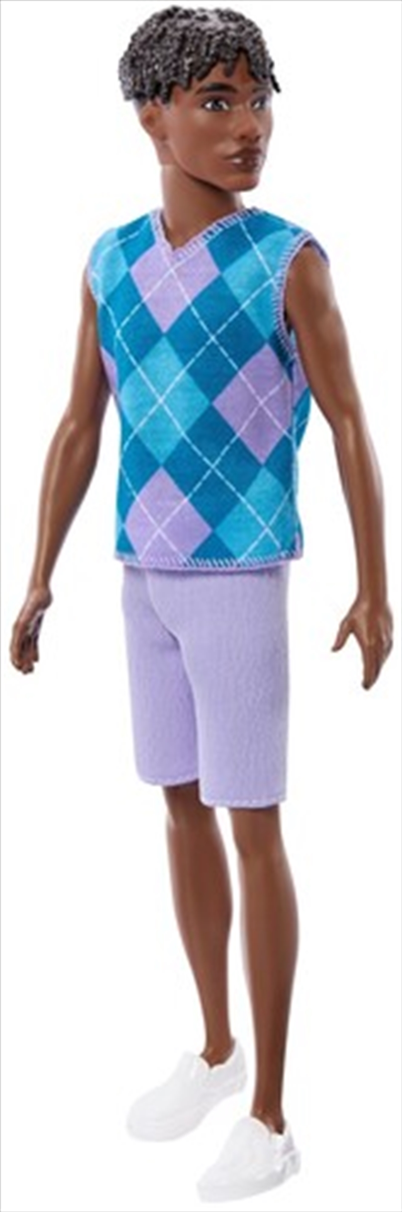 Barbie Fashionistas Ken Doll #253 in Lavender Shorts, Argyle Top, Brown Hair/Product Detail/Toys