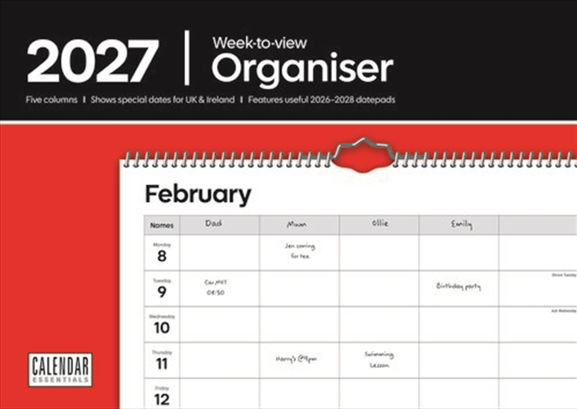 Essential Organiser Weekly Planner A4 (R&B)/Product Detail/Calendars & Diaries