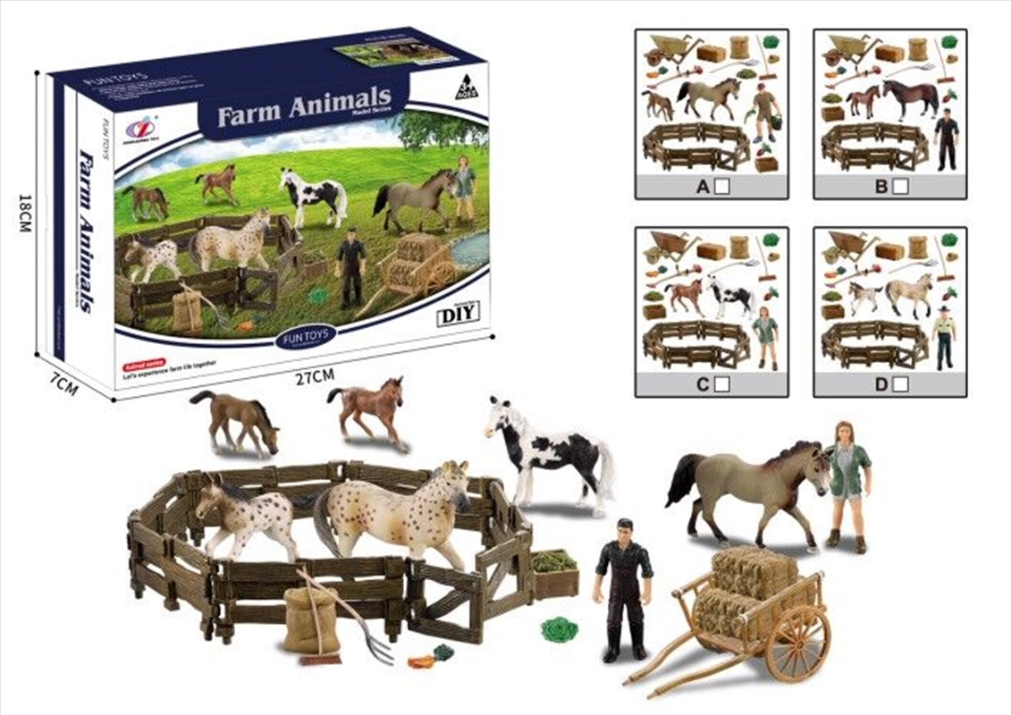 Farm Animals Horses Playset 27cm with Fences and Accessories 4 assorted (Sent At Random)/Product Detail/Toys