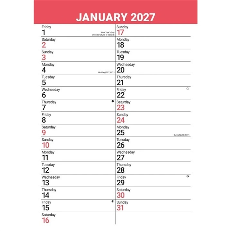 Red & Black Large Engagement Planner A3/Product Detail/Calendars & Diaries