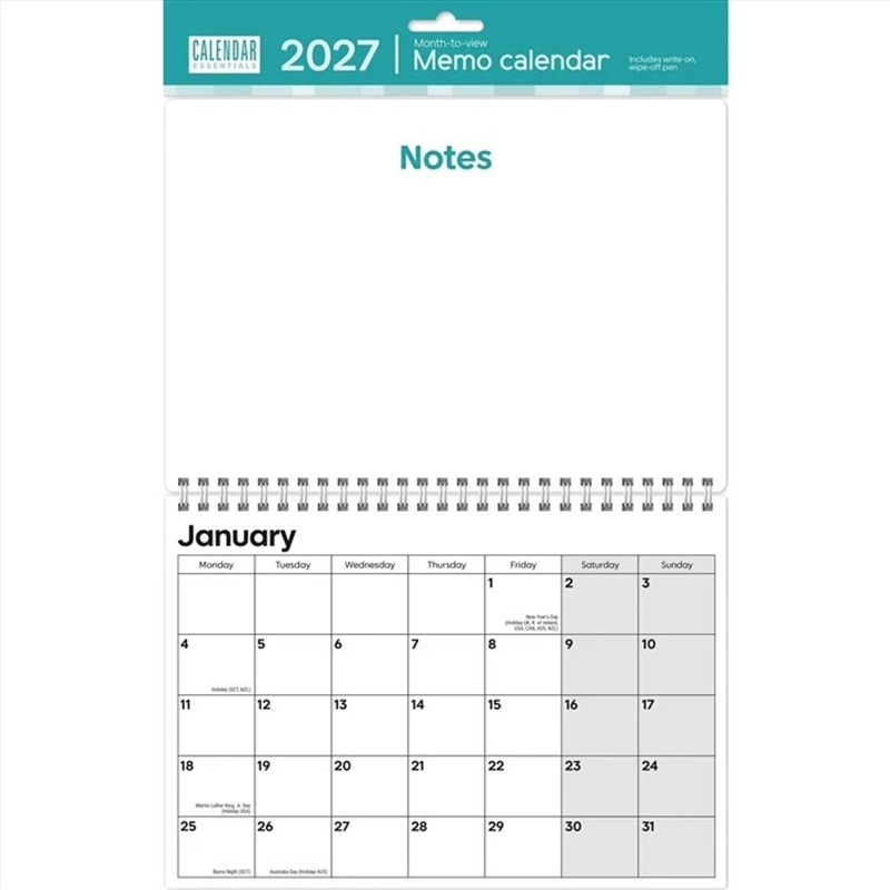Essential Memo A4 Calendar/Product Detail/Calendars & Diaries