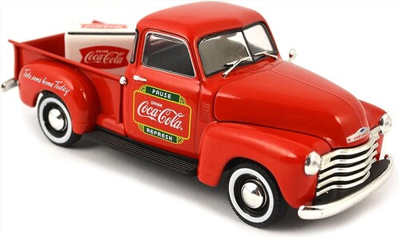 Coca-Cola Motor City Classics: 1953 Chevy Pickup with metal cooler 1:43 Scale Diecast/Product Detail/Figurines