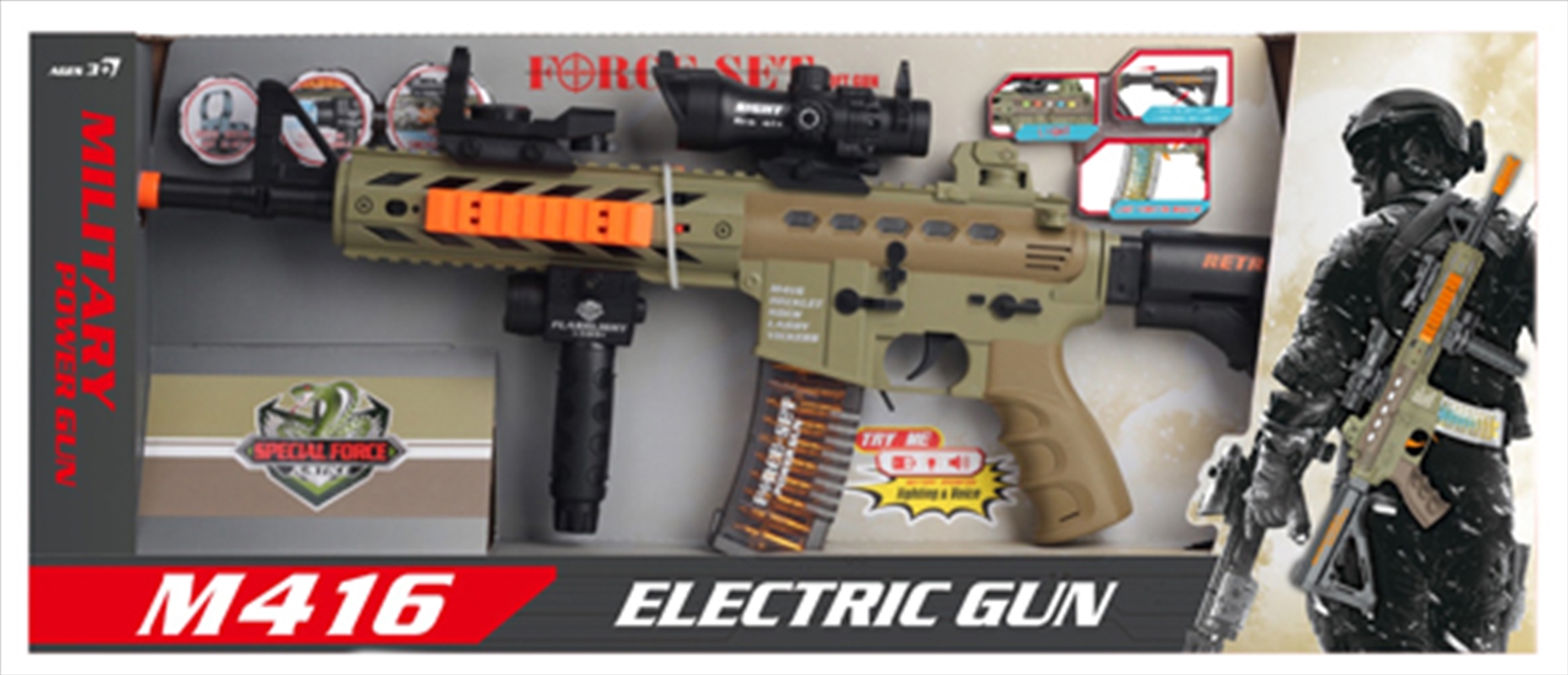 Military Special Force M416 Gun with Flashlight Vibrating Magazine Light and sound/Product Detail/Toys