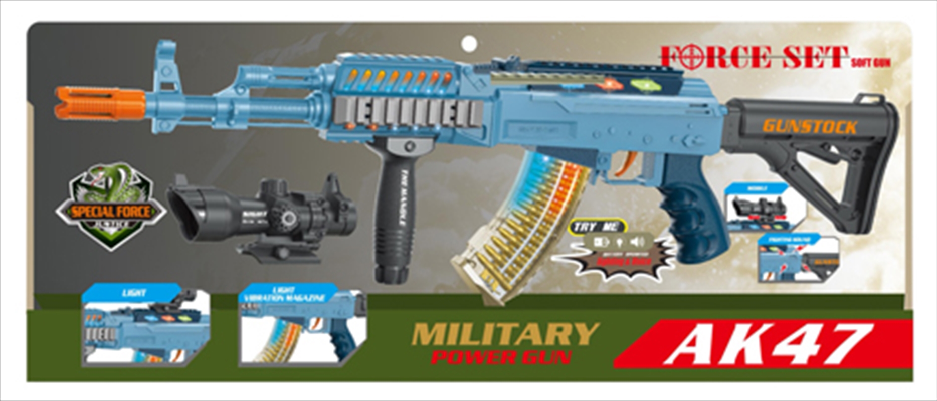 Military Special Force AK47 Gun with Vibrating Magazine Light and Sound/Product Detail/Toys