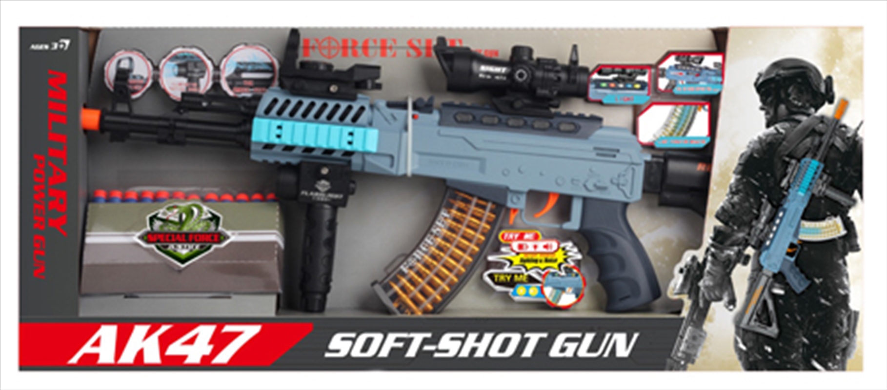 Military Special Force AK47 Gun with Flashlight Vibrating Magazine Light and Sound/Product Detail/Toys