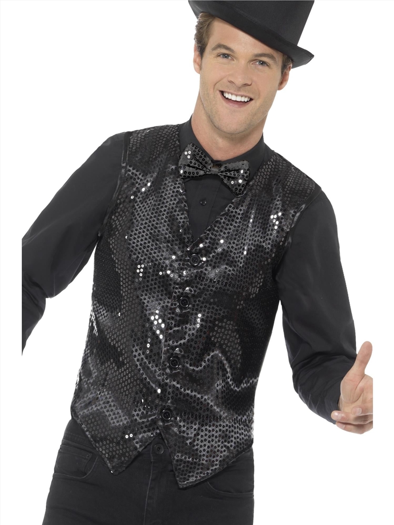 Waistcoat - Black Sequin - Size L/Product Detail/Costumes