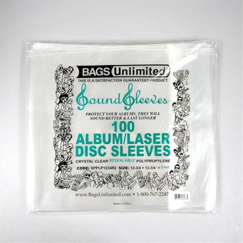 Bags Unlimited SPPLP1234R2 12 Inch LP Outer Sleeves -Resealable - 2.0 mil Polypropylene - 100 Count/Product Detail/Storage
