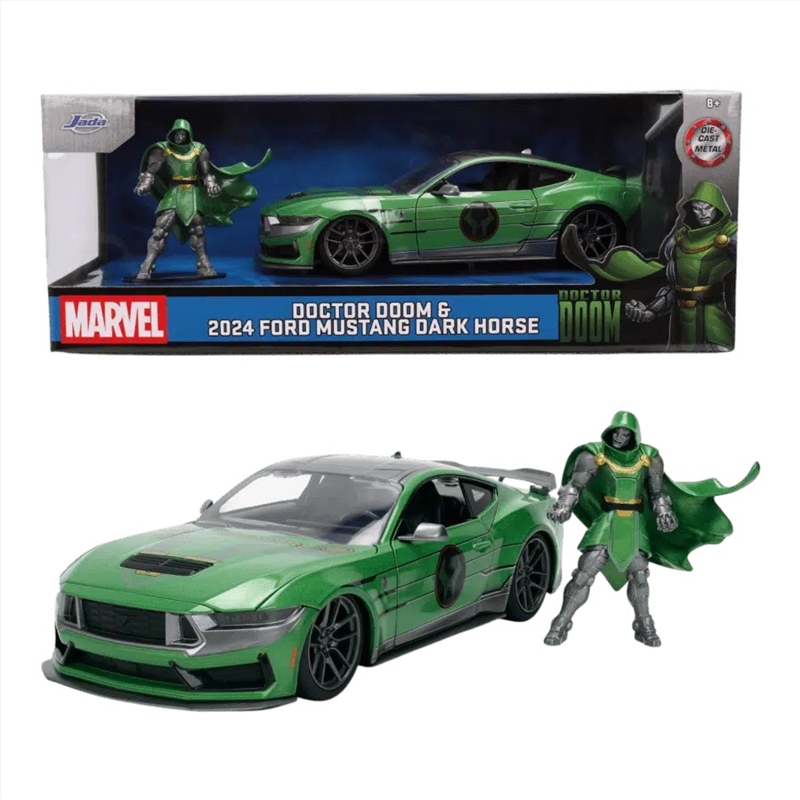 Marvel - 1:24 Doctor Doom Figure with 2024 Ford Mustang Dark Horse Diecast Vehicle/Product Detail/Figurines