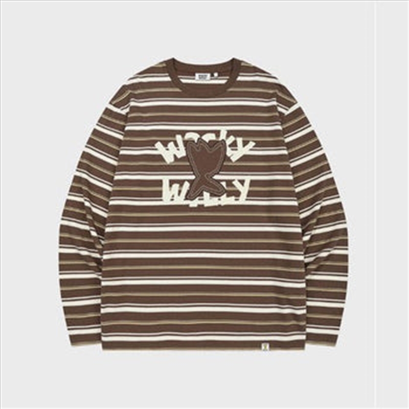 [Bts Jimin Pick] Wacky Willy One Point Stripe Long Sleeve T-Shirt (Brown)- S/Product Detail/KPOP Merch