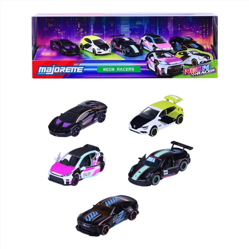 Majorette – 1:64 Neon Racer 5 Vehicle Giftpack/Product Detail/Figurines