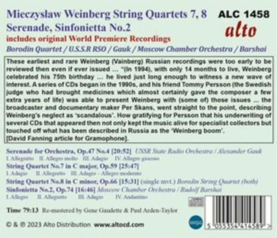 Mieczyslaw Weinberg: Str Qrts Nos. 7 & 8/Product Detail/Classical
