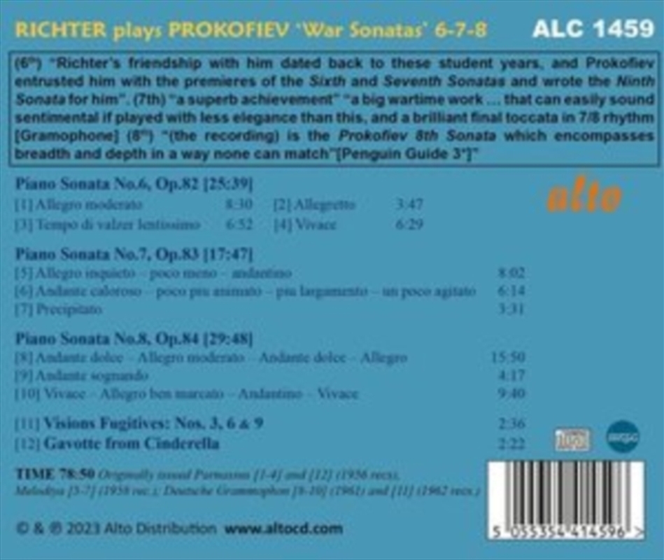 Richter Plays Prokofiev War Sonatas Nos. 6-7-8/Product Detail/Classical