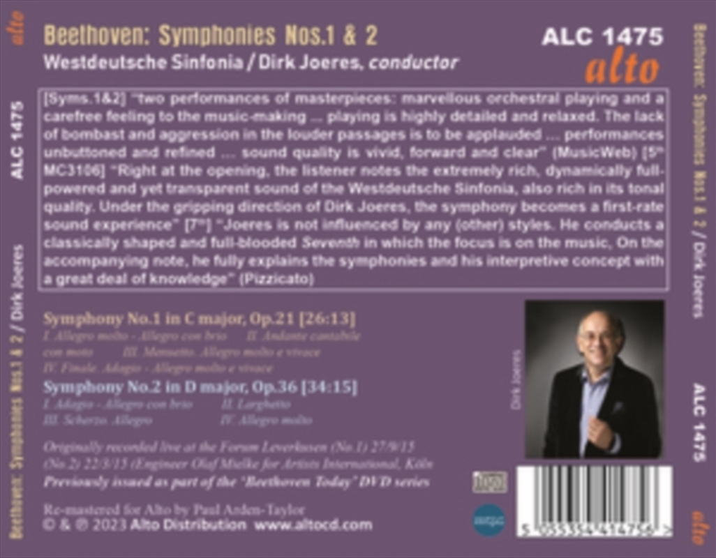 Beethoven Syms 1 & 2 / Joeres/Product Detail/Classical