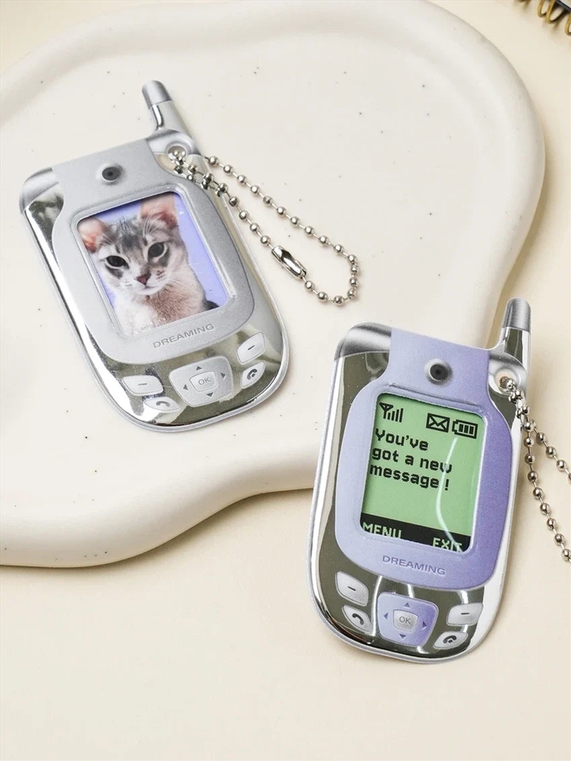 Silver Flip Phone Id Photo Keyring Holder (2Pcs)/Product Detail/KPOP Merch