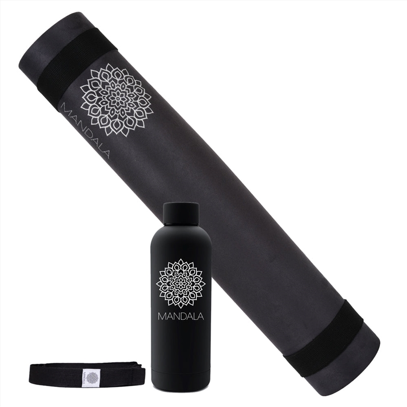 Mandala Yoga Mat Premium Bundlee - Black/Product Detail/Gym Accessories