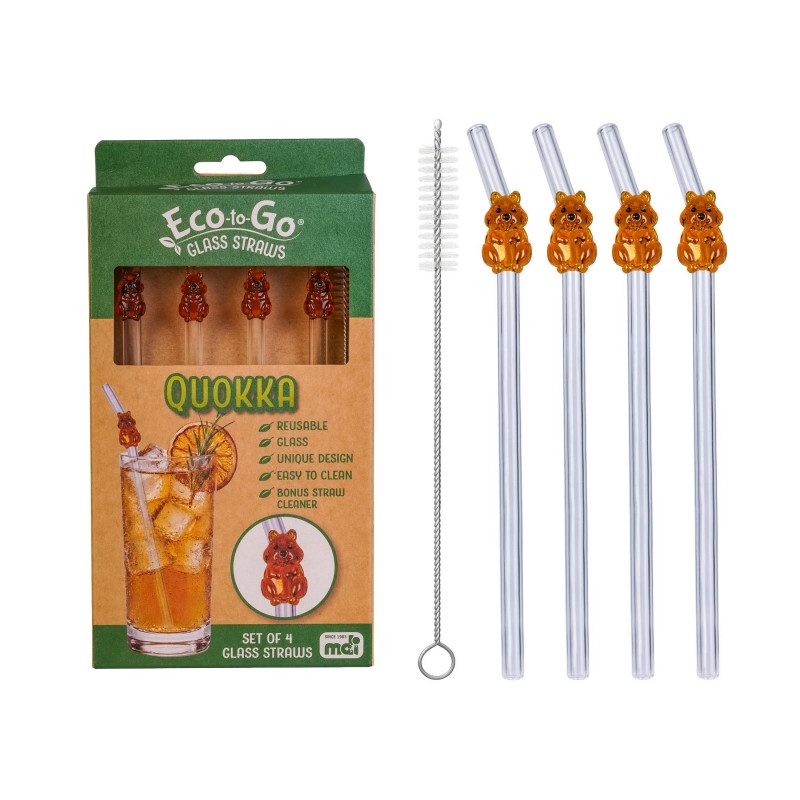 Eco-To-Go Glass Straw 4Pcs Quokka/Product Detail/Drinkware