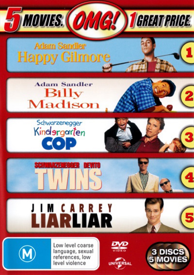 Happy Gilmore / Billy Madison / Kindergarten Cop / Twins / Liar Liar | DVD