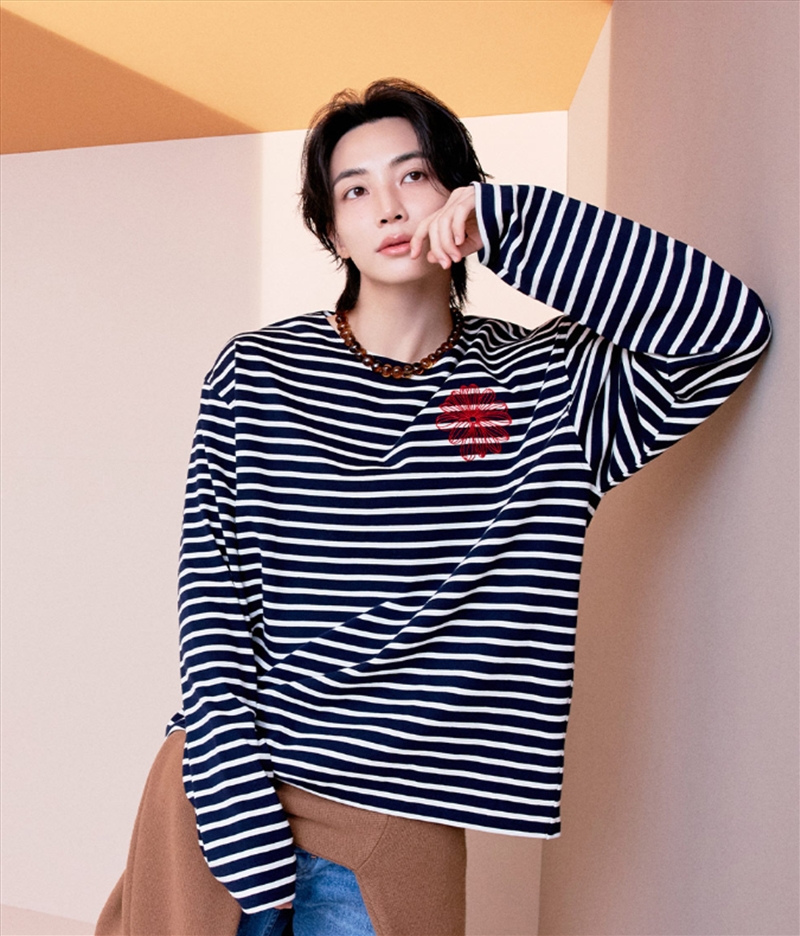 Svt Jeonghan - [With Svt Jeonghan] Tshirt Long Sleeve Stripe La Fleur (Navy Red) - S/Product Detail/KPOP Merch