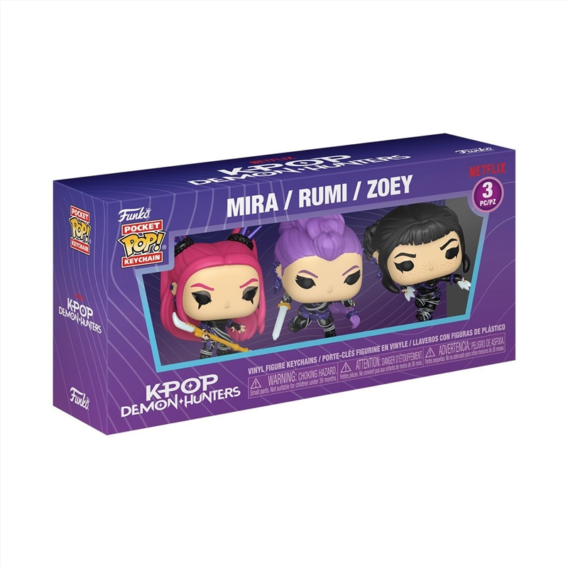 KPop Demon Hunters - Huntrix Pop! Keychain 3pk/Product Detail/Pop Vinyl Keychains