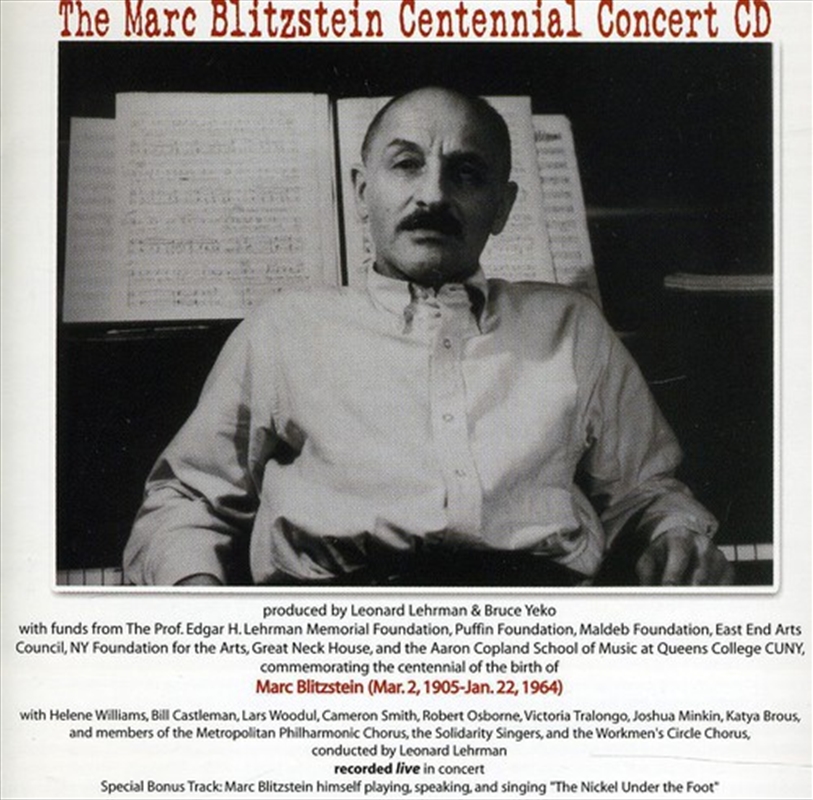 Marc Blitzstein Centennial Concert/Product Detail/Easy Listening