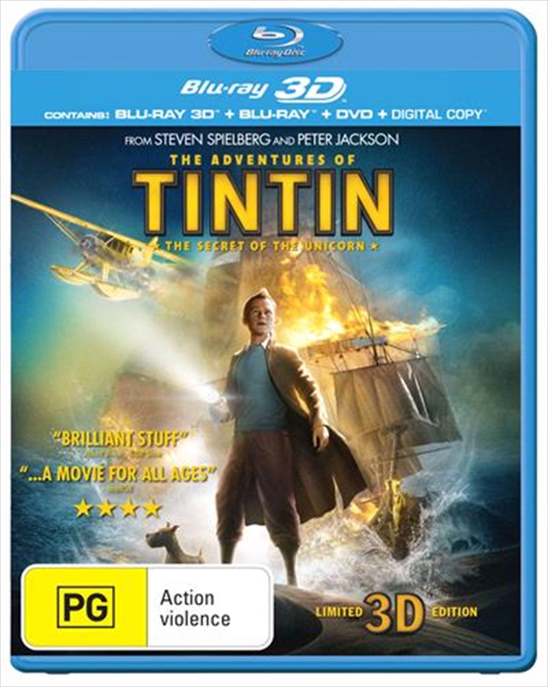 Adventures Of Tintin - Secret Of The Unicorn  3D + 2D Blu-ray + DVD + Digital Copy, The/Product Detail/Movies on DVD, Blu-ray & 4K