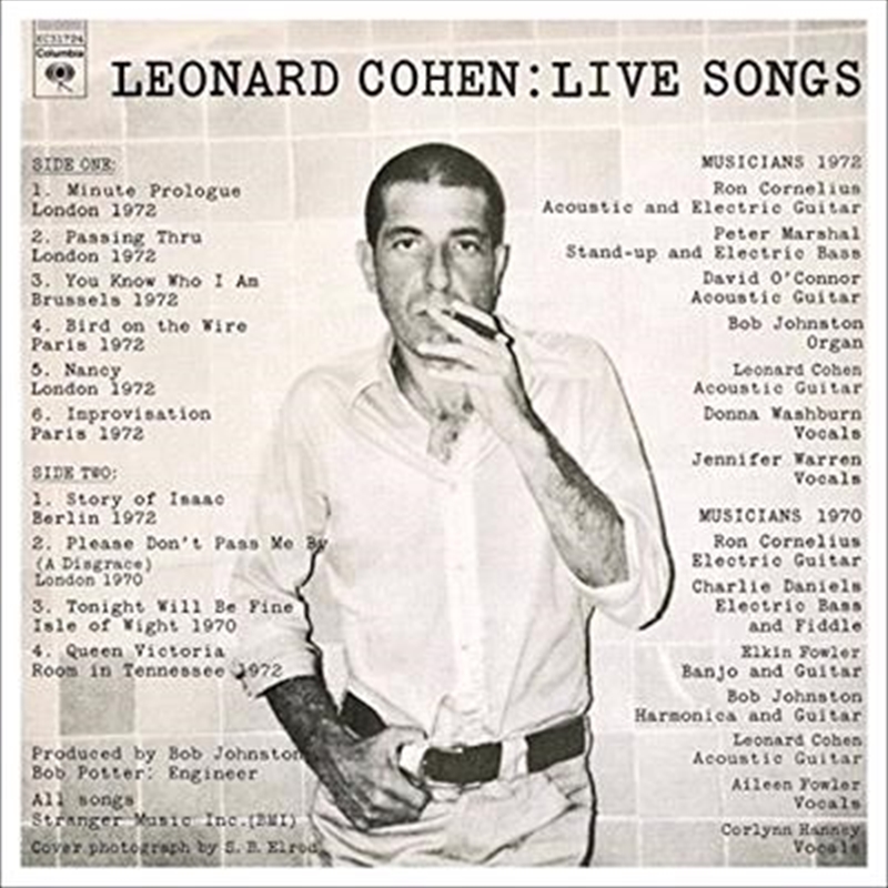 Leonard Cohen: Live Songs/Product Detail/Folk